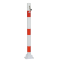 Barrier posts | Steel tube  60 x 2,5 mm | foldable | with Euro profile cylinder lock | for casting in concretewith ground socket part-no. 470.60approx. 400 mm below ground | hot-dip galvanized and white coatedwith three red reflecting stripes | without eyelet